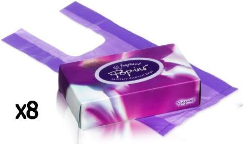 8 X Pop-ins Fragrant Sanitary Disposal Bags (50 bags) BATHROOM OFFICE HYGENE