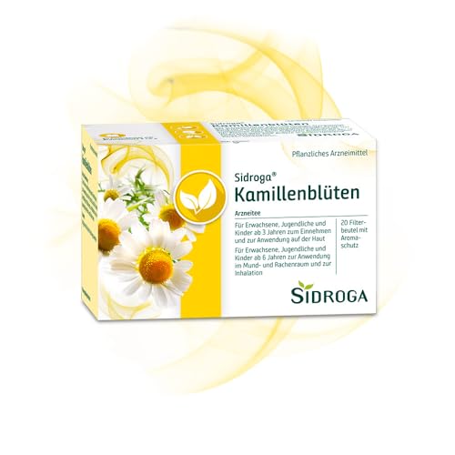 Sidroga Kamillenblüten 100% Kamillenblüten in Arzneiteequalität bei Magen-Darm-Beschwerden Reizungen der Atemwege und mehr - Arzneitee - 20 Teebeutel à 1 5 g