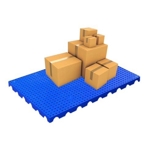 PFCDZDU Plastic Pallets, Easy to Stack Polyethylene Shipping Grid Pads, Wear-Resistant Flooring Interlocking Storage Tray for Patio Deck Garage, Set of 1/2/5 (Color : Blue-5 Pack, Size : 100x80x5cm