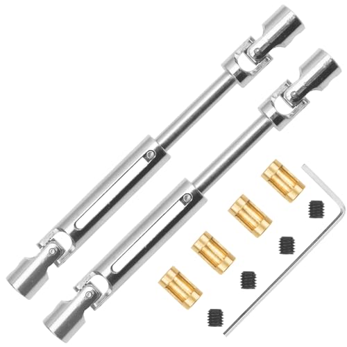 ShareGoo Universal RC Drive Shaft 70mm-93mm w/ 3.17mm to 4mm Shaft Sleeve Compatible with MN Model MN82 LC79 MN78 1/12 RC Crawler Car Upgrade Parts (Silver)