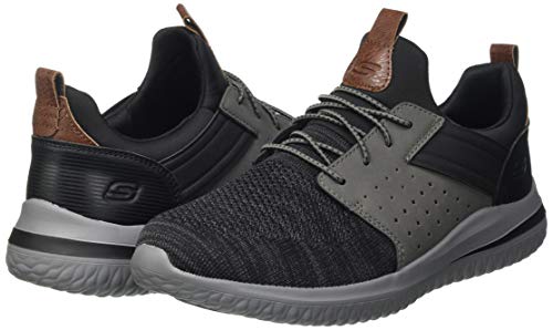 Skechers Usa Men's Men's Delson 3.0-Cicada Knitted Bungee Lace Slip On, Black/Grey, 11.5 Wide #TOP6