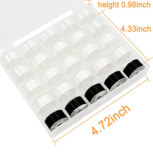 Image of New brothread 25pcs Size A SA156 Prewound Bobbin Thread -20White+5Black | 70D /2(60 Weight), Polyester Thread Sewing Thread, Plastic Sided, Used for Embroidery and Sewing Machine