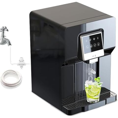 IKT Countertop Bottleless Water Cooler Dispenser Ice Maker with Water Line Ice Cubes 18 lbs Daily Capacity (NO HOT Water NO Filter) Cover