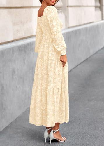 KIRUNDO Long Sleeve Wedding Guest Dress for Women Formal,Apricot,M - image 2