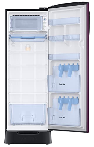 Image of Samsung 246L 3 Star Inverter Direct-Cool Single Door Refrigerator Appliance (RR26C3893CR /HL,Camellia Purple) Base Stand Drawer