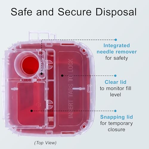 Image of Sharps Container - Small Sharps Containers for Home Use, Travel & Disposal | 1 Quart (Pack of 5), Portable, Puncture-Resistant, Dual Locking Lid, Fits Needles & Syringes