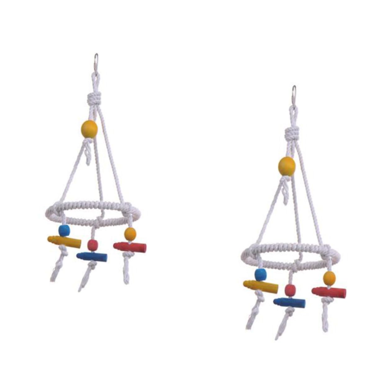 FRCOLOR 3 Piezas de Juguete Columpio para pájaros, Accesorios para jaulas de pájaros, Juguetes para Colgar, Columpio de Loro, Cuerda de pájaro, Juguetes de Madera, Cuerda de algodón, Molar