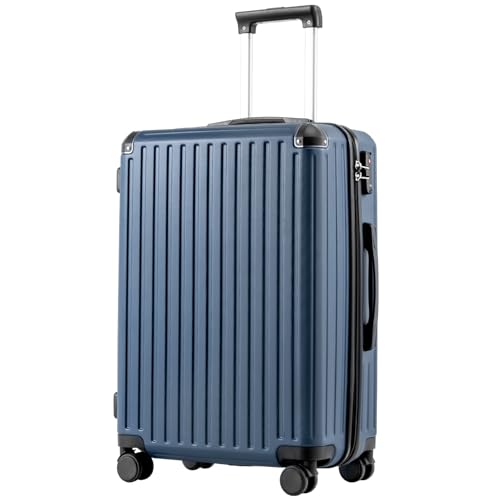 COOLIFE 24 Inch Medium Suitcase – Hardshell Trolley Lightweight ABS+PC Luggage with 360° Silent Wheels & TSA Lock, Telescopic Handle for Studying Abroad, Cruises & International Travel,Dark