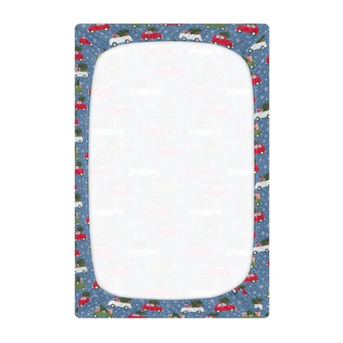 Image of Baby Crib Sheet Christmas Car Crib Mattress for Boys and Girls Playard Sheet Soft Breathable Fitted Baby Mattress Cover 52x28in