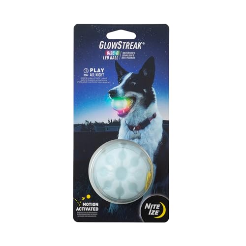 Nite Ize GlowStreak LED Ball - Bounce-Activated Light Up Dog Ball with Replaceable Batteries - LED Dog Balls & Toy Balls - Pet Supplies - Disc-O