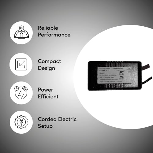 Image of Ironsmith Lighting Products 60W Halogen Transformer, 12V Power Supply, Corded Electric, Indoor Low Voltage (60W | Potted Transformer | 3-Year Warranty | 20W Min Load)