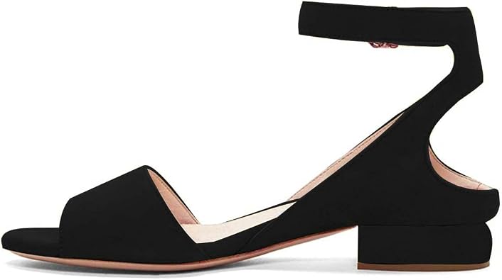 XYD Women Strappy Low Heel Sandals Open Toe Ankle Strap Chunky Block Pumps Comfy Daily Dressy Shoes