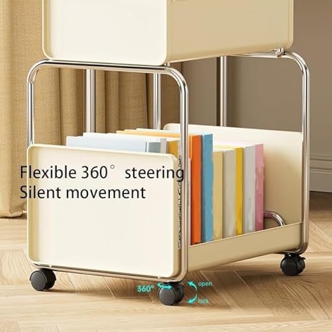 Multifunctional Double-Layer Rolling Storage Cart Iron Rack for Home Office Under-Table Use Large-Capacity Snack Food Cart Heavy Duty-wItrMUsu