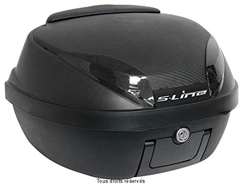 S-LINE Top Case Moto 42L Noir M/Carbone Dim : 40x49x31cm Platine, Dosseret et Poignée