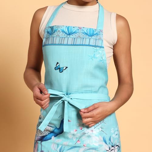 Image of ishro home Premium Apron for Kitchen Cotton | Luxury Kitchen Apron with Large Front Pocket | Adjustable Fit | Stain-Resistant, Machine Washable |