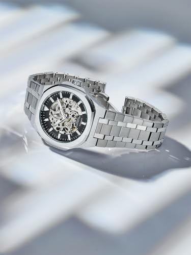 Image of French Connection Autaros Skeleton Dial Stainless Steel Automatic Watch for Men - FCA31BSM