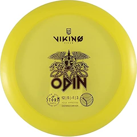 Viking Discs Odin Storm Plastic | Distance Driver | Advanced Disc Golf Driver [Stamp Color & Color Shade May Vary] (173-176g, Yellow) Cover