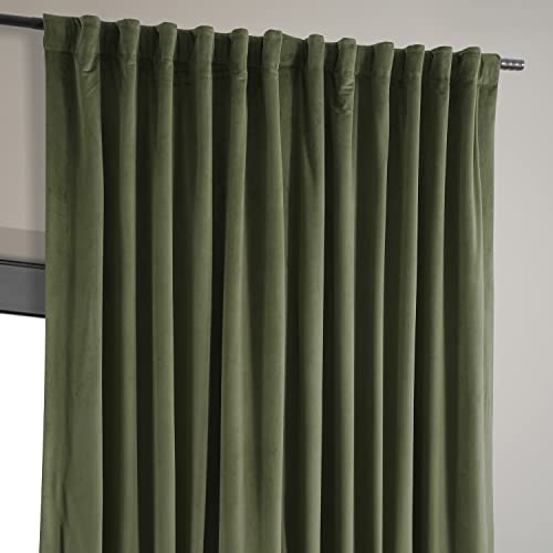 HPD Half Price Drapes Signature Velvet Thermal Blackout Curtains for Living Room 120 Inch Long (1 Panel) Rod Pocket Insulated Blackout Curtains for Bedroom Window Curtains, 100W x 120L, Hunter Green