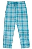 North 15 Women's Super Cozy Minky Fleece Plaid Pajama Bottom-L1527-Des18-M Turquoise-White