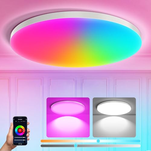 Luminária Painel Led Plafon De Sobrepor Redondo 24W RGB-110V 2700...