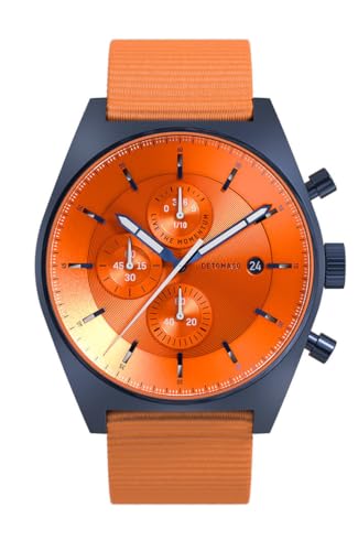 DeTomaso Herrenuhr D10 Chronograph in Blue Bold Orange - Armbanduhr an orangenem Ocean Plastic-Armband - aus 316L Chirurgenstahl mit einem Quarzuhrwerk & saphirgehärtetem Mineralglas – 43 mm