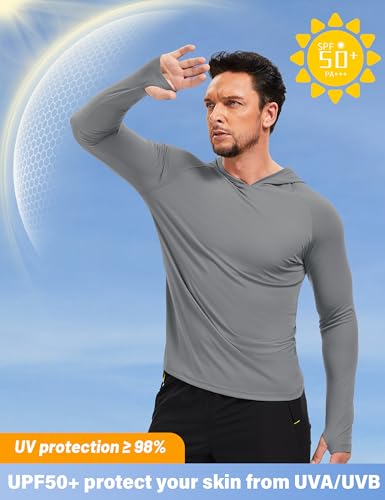 MAGCOMSEN Mens Sun Shirts UPF 50+ Long Sleeve Lightweight Hoodie Quick Dry Performance Workout Hiking Athletic Shirt2