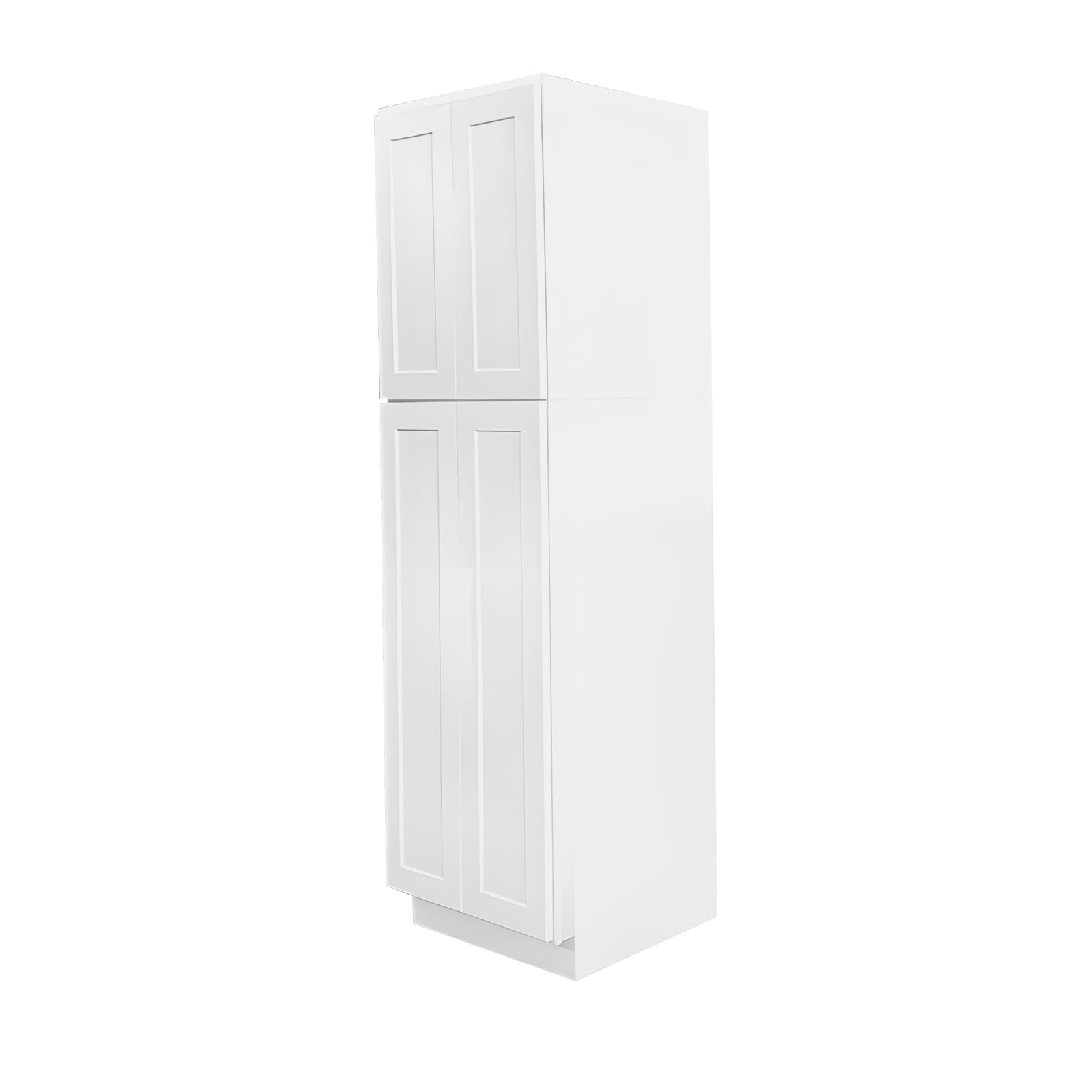 Lieeres Pantry Cabinet, Pantry Storage Cabinet, 2 Portion Pantry Cabinet, 4 Adjustable Shelves, 4 Doors, White Shaker, Painted, RTA, Unasssemble, Soft