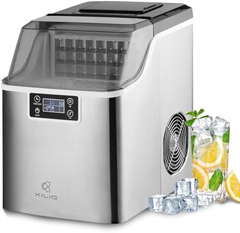 Kilig S01 Countertop Ice Cube Maker Machine | Auto Self-Cleaning Square Ice | 20kg-24H | 24Pcs Ice Cubes in 15 Mins | Ice Maker for Home, Office, Party & Bar