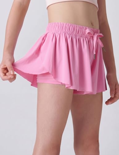 Image of 3 Pack Girls Flowy Shorts with Spandex Liner 2-in-1 Youth Butterfly Skirts for Fitness, Running, Sports