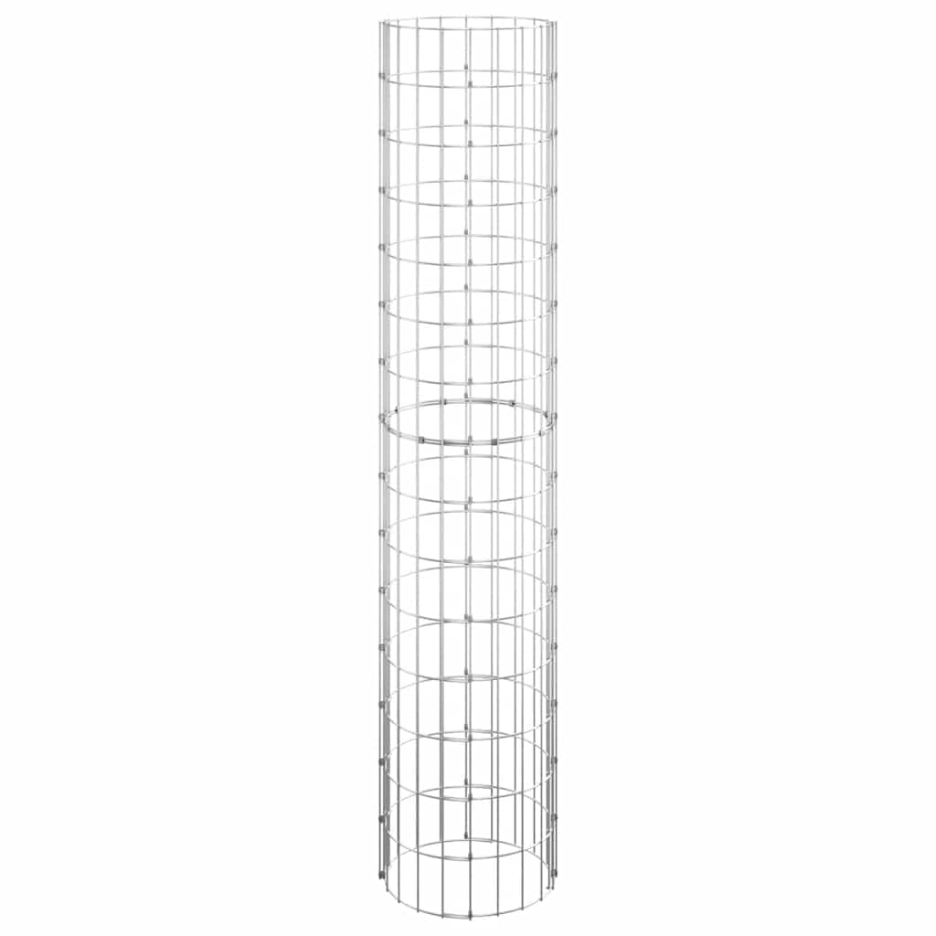 Gabionen-Säule Rund Verzinkter Stahl Ø30x150 cm Maschendraht Zaunelement Sichtschutz Gartenzaun Metall Terrasse Balkon Begrenzung Bausatz
