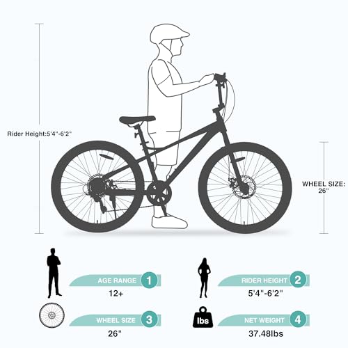 26 Inch Freestyle Teens Bike with 7-Speed Gear System and