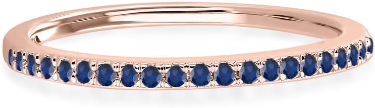 Blue Sapphire Half Eternity Wedding Band For Women, 14k Gold Finish Sapphire Wedding Band, Ladies Half Eternity Ring