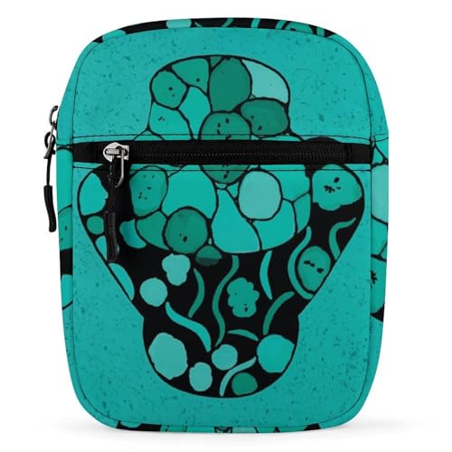 Personalized Small Crossbody Bag Water Resistant Messenger Bags Mini Turquoise And Black Printing SlingBag For Men Women