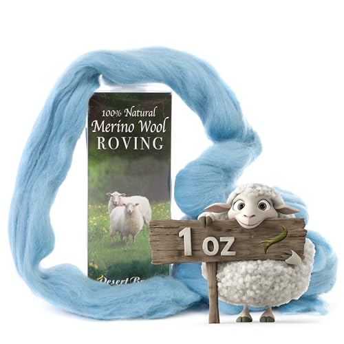 Image of 100% Natural Merino Wool Roving - Premium Combed Top Merino Roving Wool - Tapestry, Spinning, Wet Felting & Needle Felting Supplies - 21.5 Micron - 1 oz - Nature & Ocean, Color Aqua Blue
