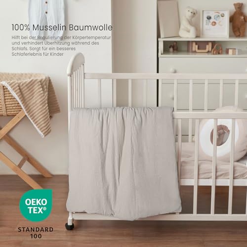 lulumoon Kinderbettwäsche 80x80 Musselin Baby: 100% Baumwolle weich – Ansicht 2