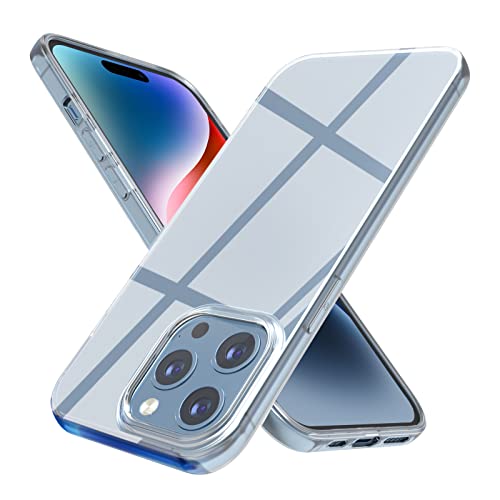 Whew Crystal Clear Hülle Kompatibel mit iPhone 14 Pro, Transparent Vergilbungsfrei Ultra Dünn Handyhülle Soft TPU Silikon Case Kratzfest Stoßfestigkeit Durchsichtig Schutzhülle Slim Cover Cover