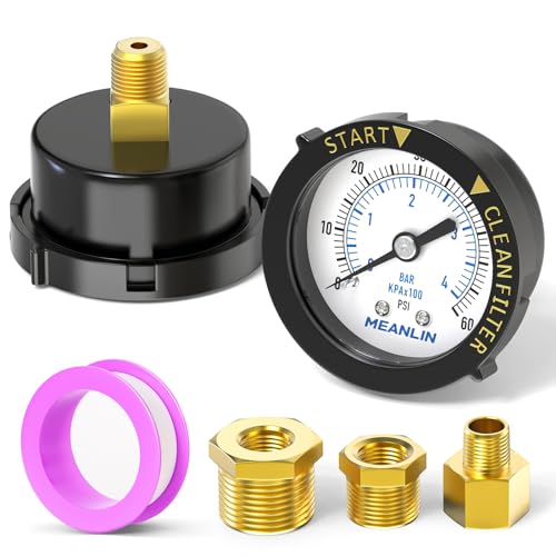 MEANLIN MEASURE 0~60Psi Plastic Frame 1/4' NPT Start and Clean Filter Pressure Gauge, Suitable for...