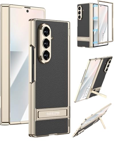 Coque Samsung Galaxy Z Fold 7 NINKI en cuir noir avec béquille