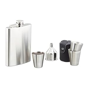 Relaxdays Edelstahl Flachmann Set, 7-teilig