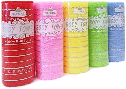NEPURE Korean Exfoliating Washcloth Shower Towel, Large Size, 5 Colors, Exfoliating Body Scrubber for Removing Dry Skin, Reusable (5, Mix)