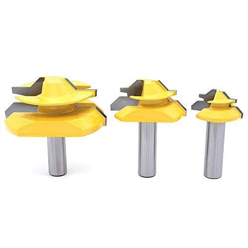 DingGreat 3Pcs 45 grados Lock Miter Router Bit con 1/2
