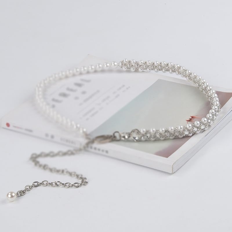 Pearls with Diamonds Ladies Waist Chain Accessories Women Metal Chain Dress Chain3