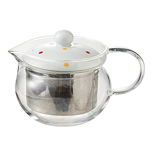 波佐見焼 ガラスポット リトルドット柄 赤色 (スーパーステンレス茶こし付) 49323