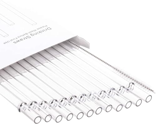 DAKOUFISH Lot de 12 pailles réutilisables en plastique transparent extra longues de 31 cm pour bocaux Mason Jar de 30 oz et 40 oz, avec brosse de nettoyage...