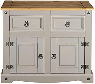 Corona Grey Sideboard 2 Door 2 Drawer, Mexican Solid Pine