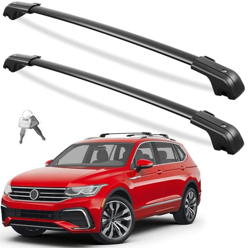 FengYu 330lbs Roof Rack Cross Bars Compatible with Volkswagen VW Tiguan 2018-2026 (Not for Limited) & Taos 2022-2026, Aluminum Lockable Roof Rails Crossbars Rooftop Cargo Bars Luggage Carrier