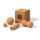 YOGAKLAR Faszien-Set aus Naturkork bestehend aus 1 kleinen Ball, 1 großen Ball, 1 kleine Rolle, 1 Peanut-Doppelkugel für eine Intensive Eigenmassage – 4 nachhaltige & umweltschonende Faszienprodukte