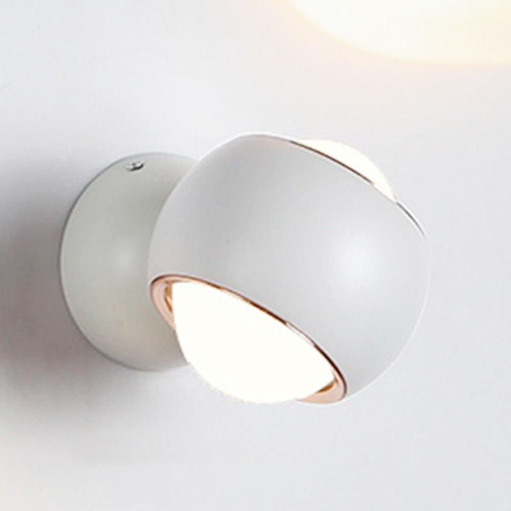 SMCCYYSD Indoor Modern Led Aluminum Wall Sconces, 7W Hardwired Light with Rotatable Lampshade, Contemporary Lamp for Bedroom Living Room Hallway Stairway(White)
