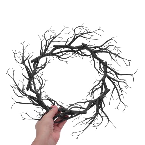 Couronne de brindilles noires artificielles Halloween décoration extérieure