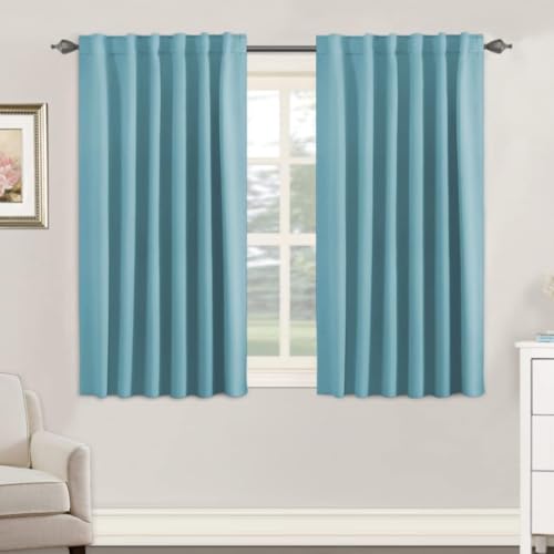 Image of H.VERSAILTEX Blackout Curtains Thermal Insulated Window Treatment Panels Room Darkening Blackout Drapes for Living Room Back Tab /Rod Pocket Bedroom Draperies, 52 x 45 Inch, Aqua, 2 Panels